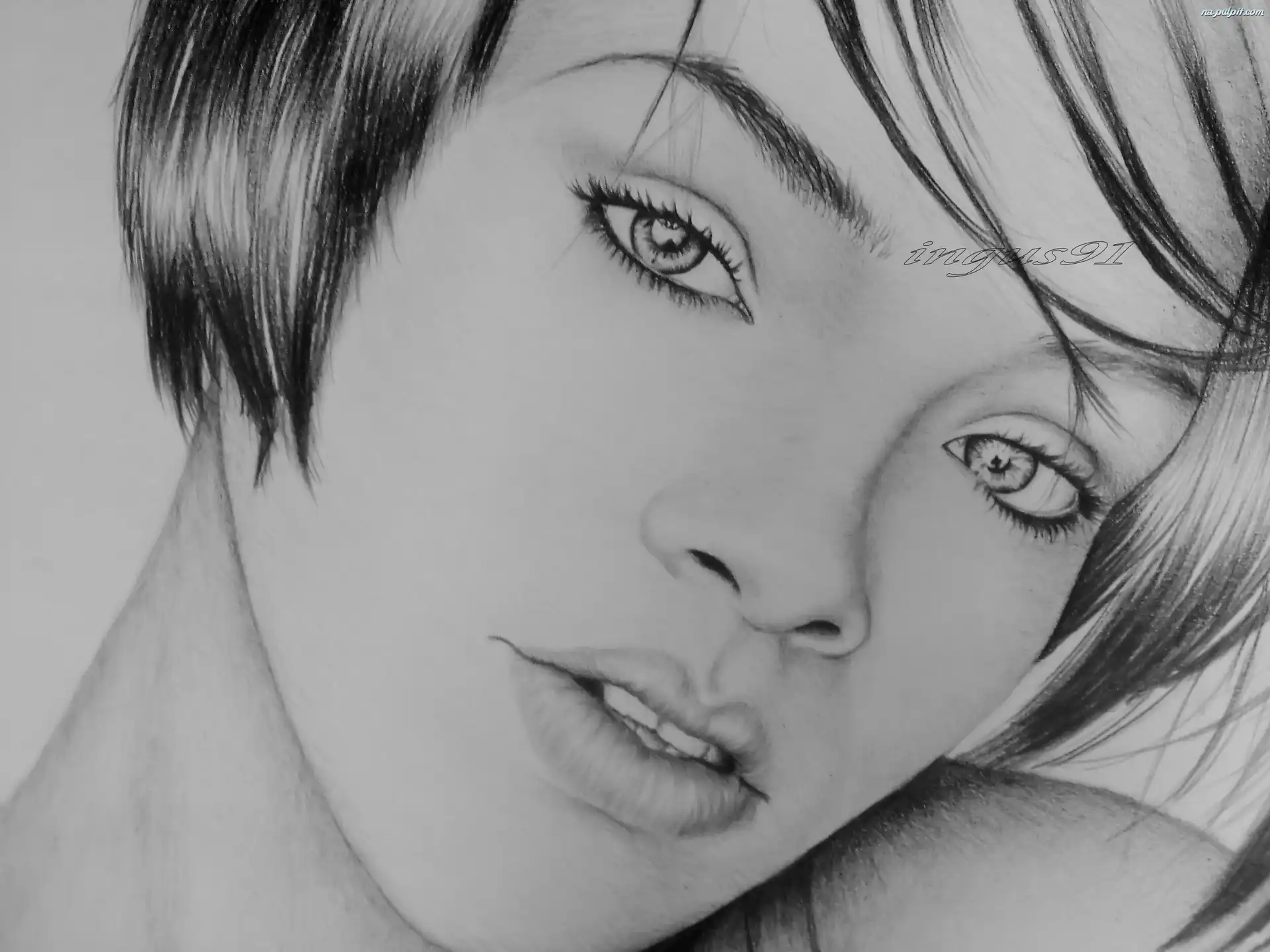 Portret, Szkic, Rihanna, Rysunek